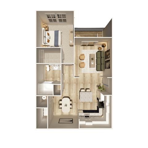 Floor plan for 1 bed, 1 bath, 785 sqft